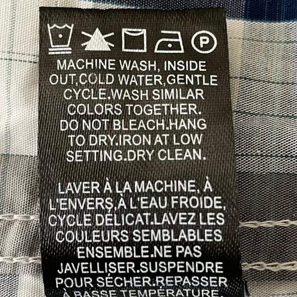 RW&CO. Slim Fit 100% Cotton Button Down Plaid Shirt Navy White Grey Sz XS - Picture 13 of 14